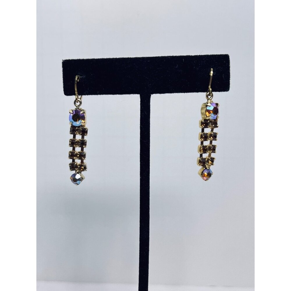 Gold Tone Choker Necklace With AB Rhinestones And Screw back Earrings Set (6186) - Picture 7 of 11